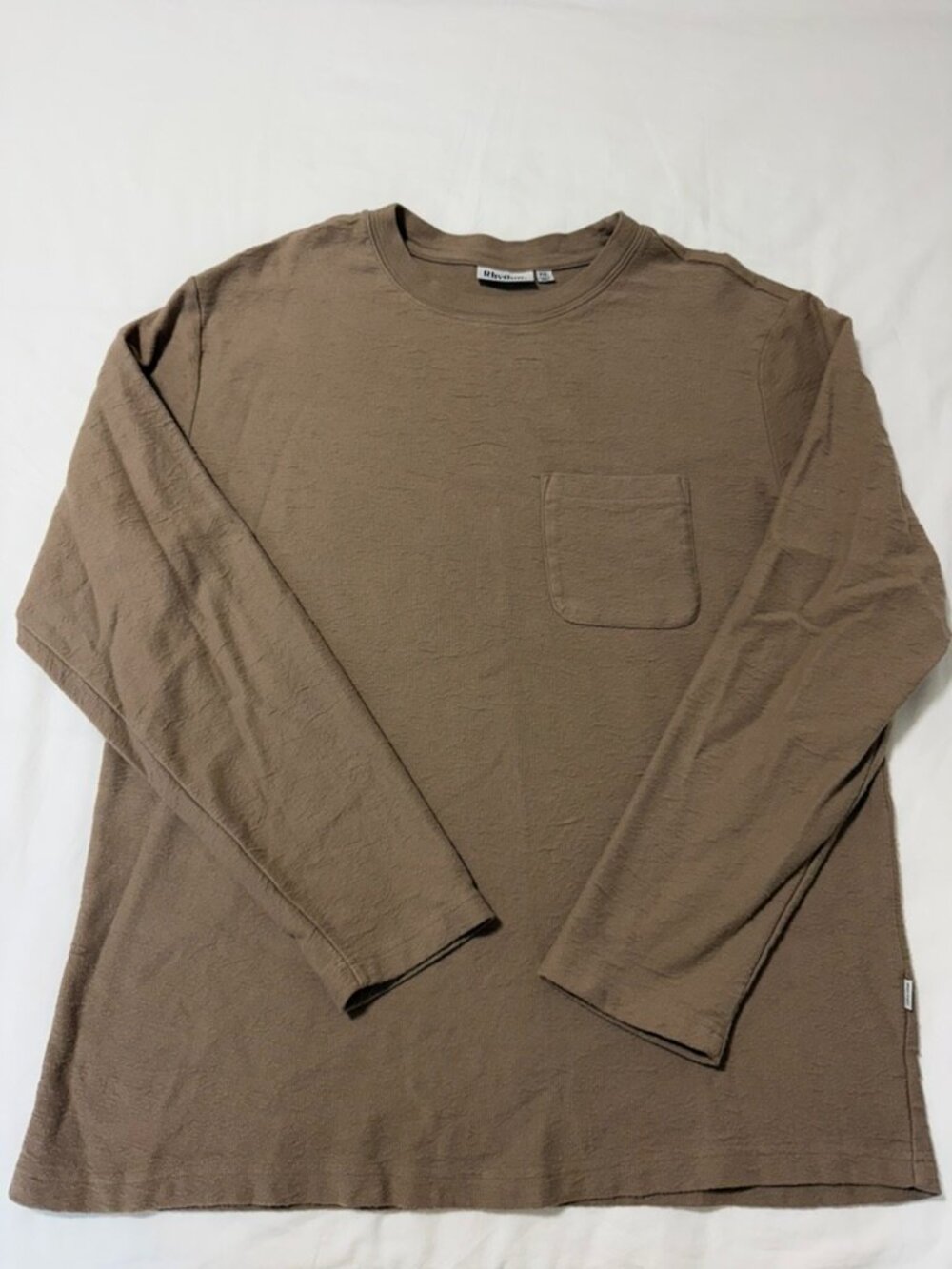 Rhythm Classic Waffle Knit Long Sleeve Shirt Men XXL Brown 100% Cotton